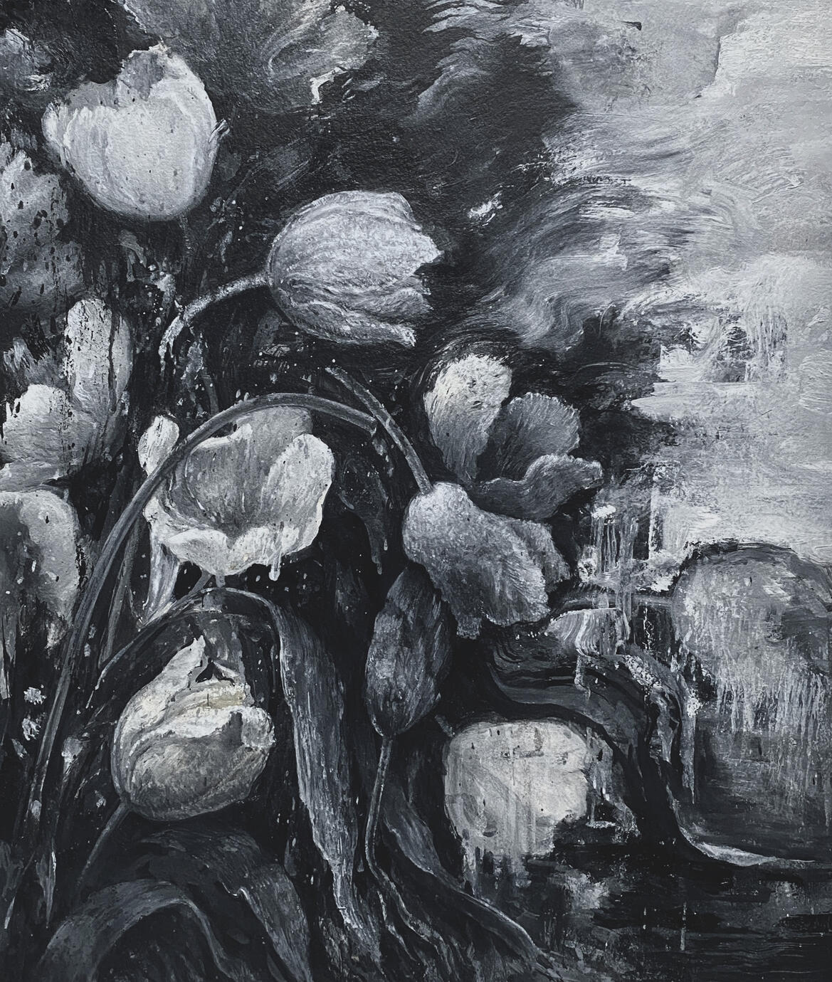 The Flowers — Oil painting on canvas, 30 × 40 cm, 2022